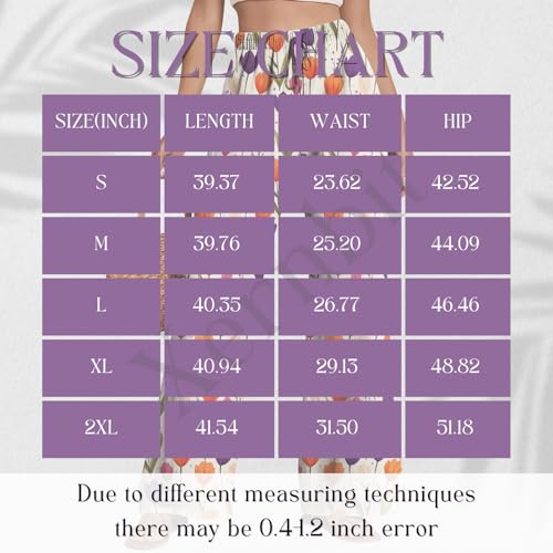 Womens Tulip Print Pants Summer Boho Floral Graphic Casual Trousers Elastic Drawstring High Waist Pant Lightweight3