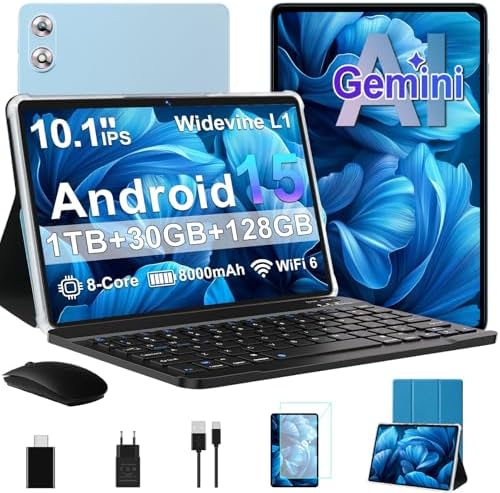 fezawio Tablette Android 15 Gemini AI 10,1 Pouces, 30Go RAM + 128...