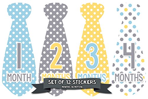 Months in Motion 748 Monthly Baby Stickers Necktie Tie Baby Boy Months 1-12