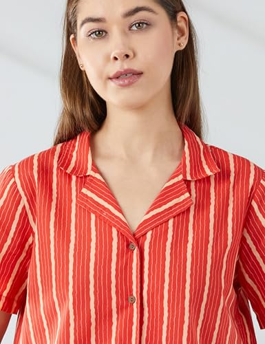 Image of Amazon Brand - Myx Women Cotton Shirt and Relaxed Pajama Set | Night Suit Set (Available in Plus Sizes)