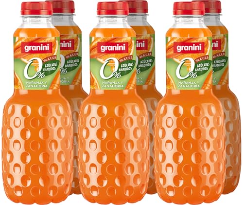 Granini - Bebida de frutas Naranja, Zanahoria y Uva a partir de zumo de frutas Sin azúcares añadidos Pack 6 x 1L Clásicos Mix