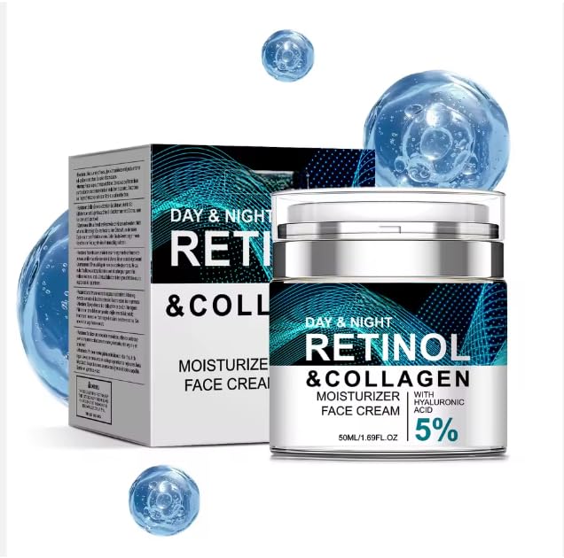 Day & Night Retinol, Collagen & Hyaluronic Acid Face Cream – Anti-Aging Moisturizer that Hydrates, Firms & Brightens Skin – Smooths Fine Lines & Wrinkles with a Non-Greasy Formula for All Skin Types - Image 5