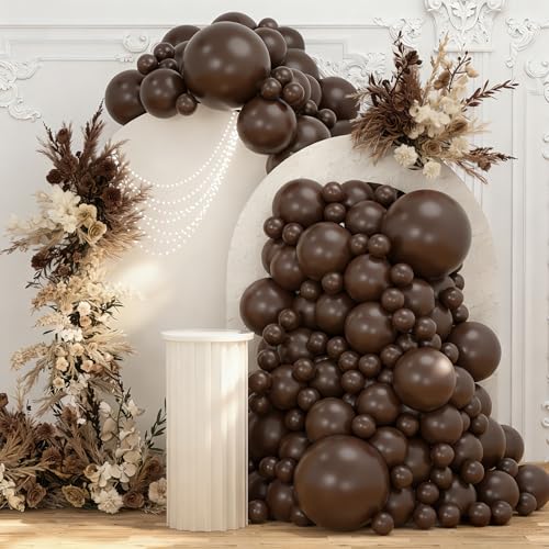 Image of 108Pcs Double Stuffed Dark Brown Balloon Garland Arch Kit