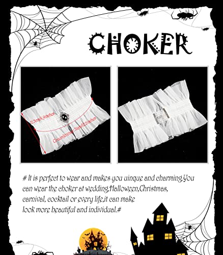 L'VOW Gothic Ruffle Collar Victorian Neck Costume with Gem Renaissance Vampire Choker for Women3