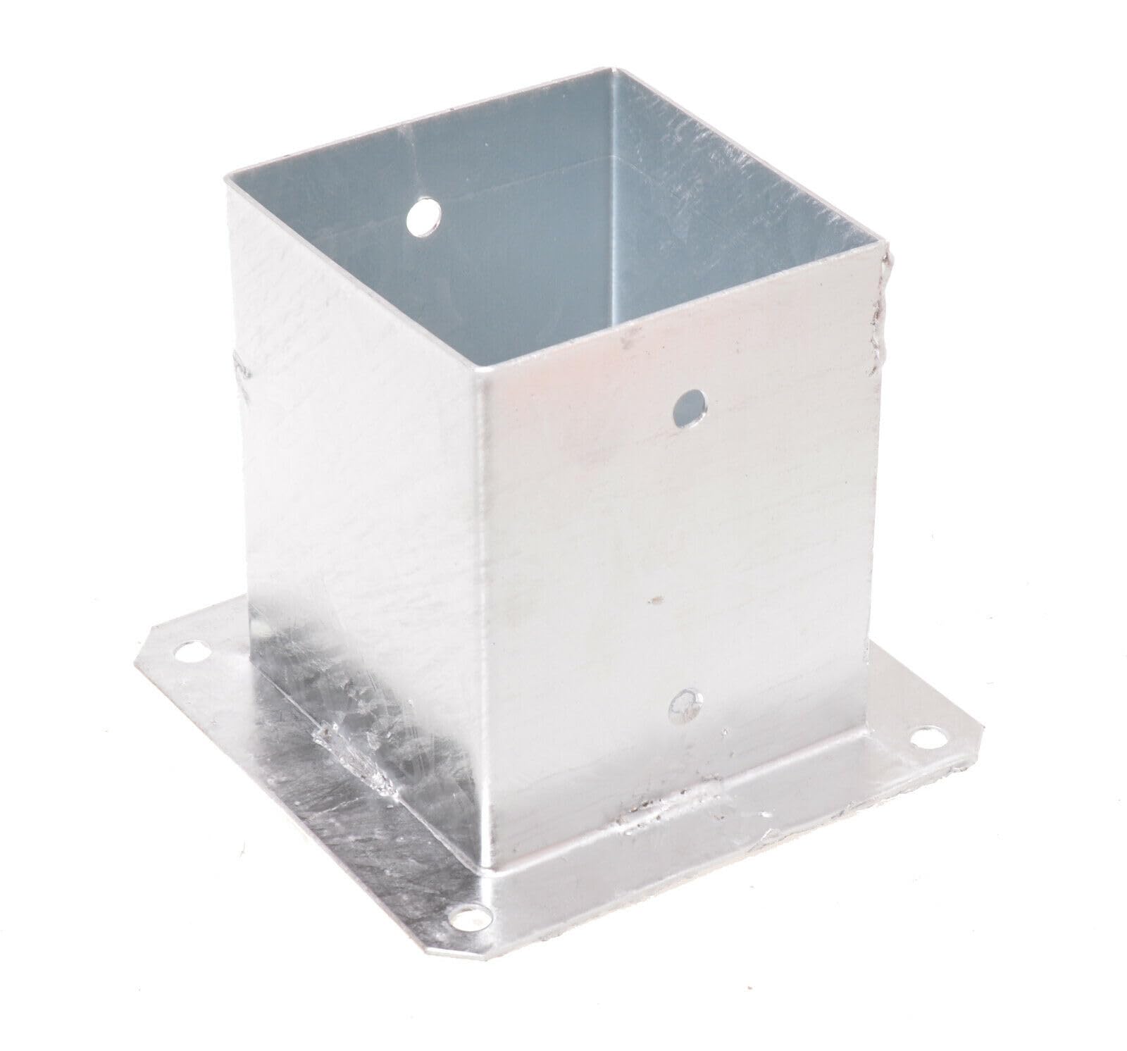 Lot de 4 supports de poteau à visser - 100 x 100 mm - Ancrage à visser - Douille de sol avec plaque de cheville - Sabots de poteau à visser - Galvanisés à chaud