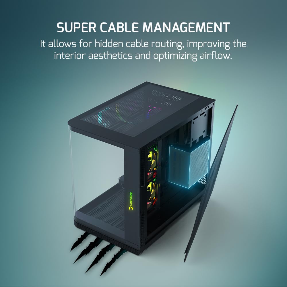 GAMEPOWER Vertex Curved Gaming Case con alimentatore di rete 80 Plus da 750