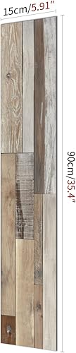 Miniatura 2 de Papel tapiz de 32 azulejos con costuras de madera marrón y gris, papel de contacto rústico, papel de contacto decorativo para pisos, papel tapiz de