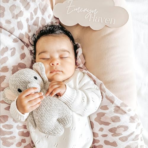 Image of LifeTree Baby Muslin Swaddle Blankets Girl Newborn Receiving Blanket with Headband Bow Set Baby Blush Leopard Print Nursery Swaddle Wrap