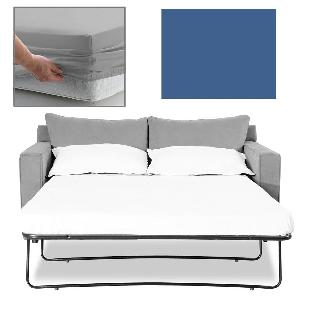 Bedtime Comforts Ltd Denim Sofa Bed/Pull Out Bed Fitted Sheet 120Cm X 180Cm (47" X 71") Over 20 Colours - 300 Thread Count Percale - Hand Made To Order (6") (Denim)