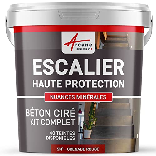 Hormigón Pulido para Escaleras - Kit Completo - 5 m² (en 2 capas) Granada Roja - ARCANE INDUSTRIES
