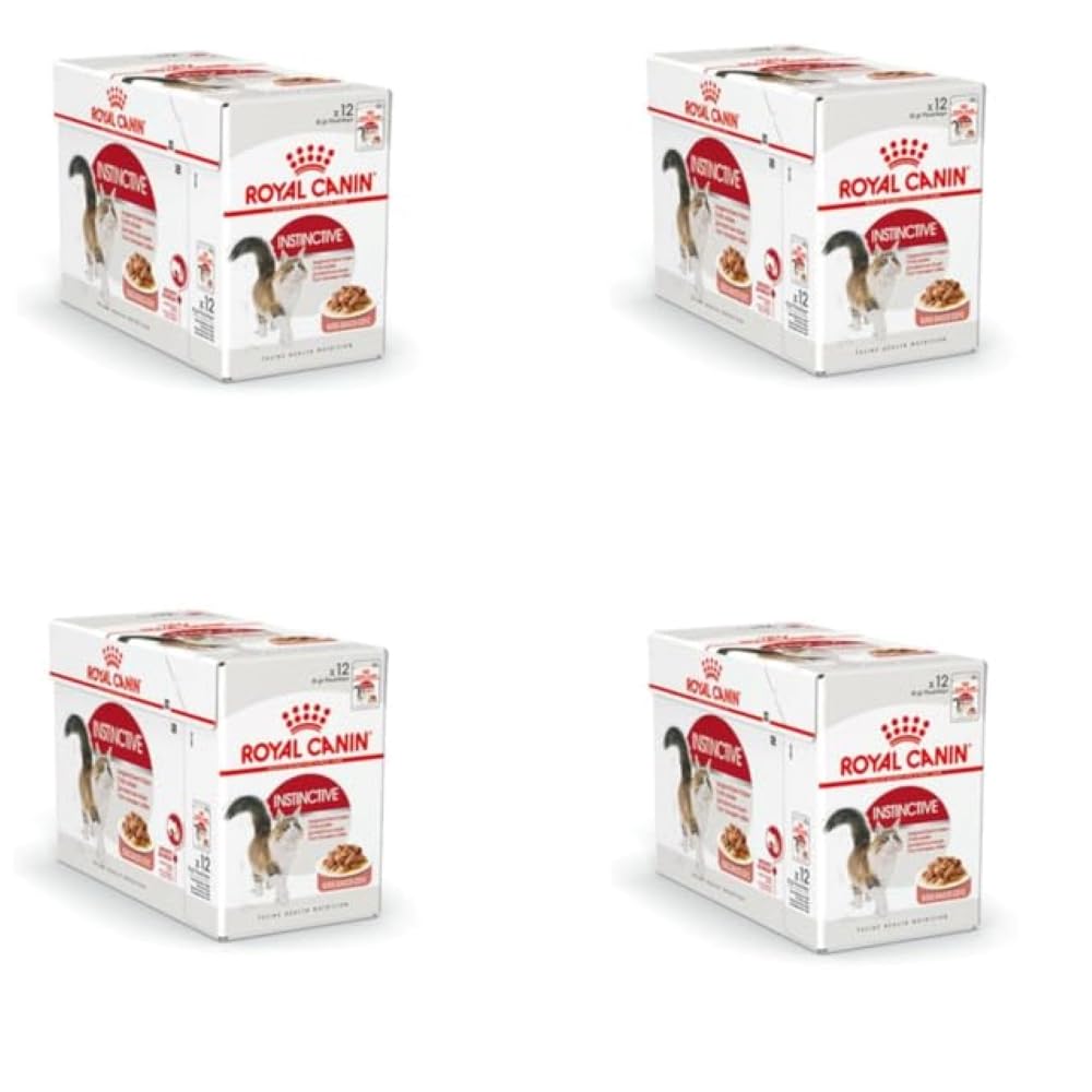 Royal Canin Instinctive Jelly | Confeziona da 4 | 4 x 12 x 85 g | Cibo umido in gelatina per gatti adulti | Per le vie urinarie e il sostegno del peso