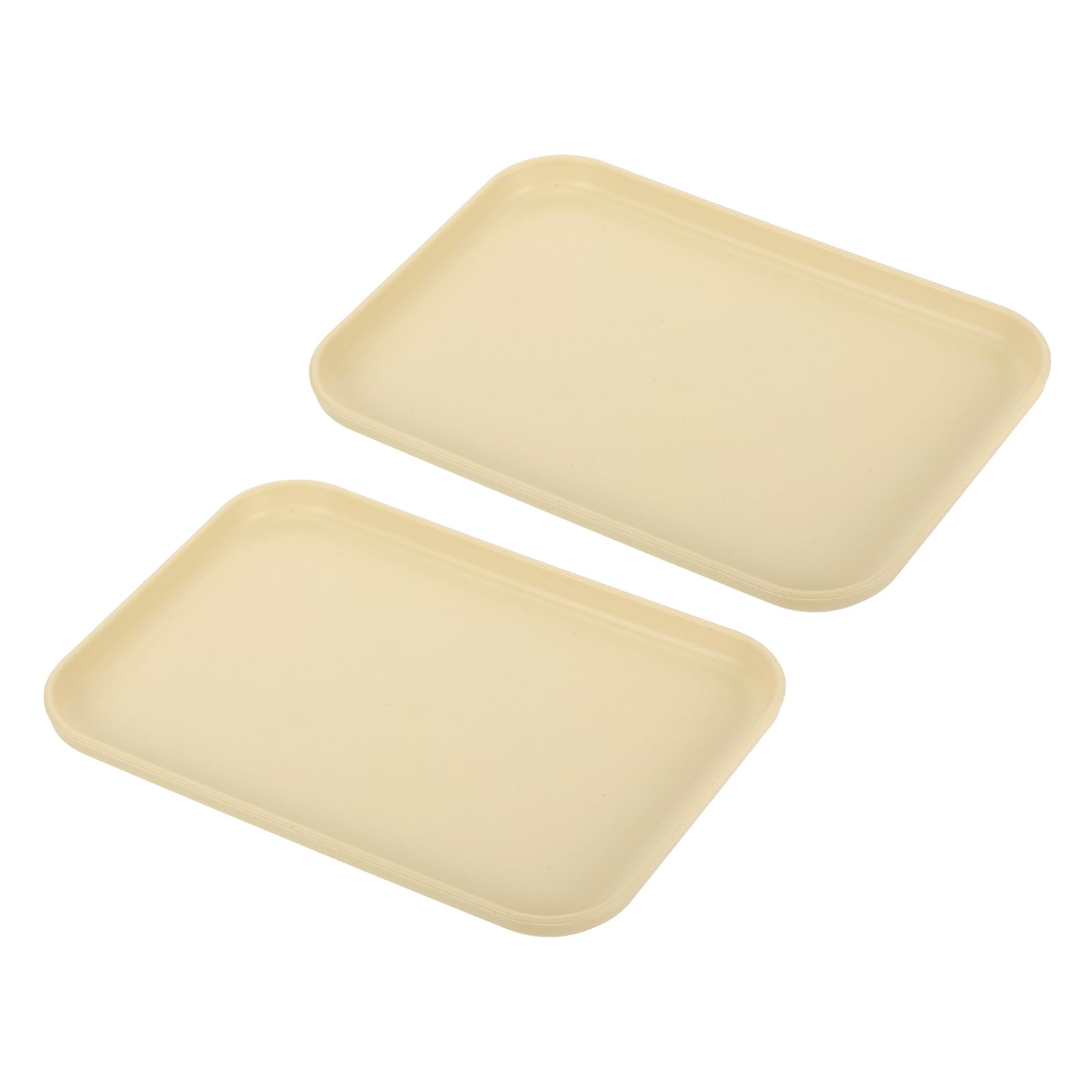 PATIKIL 9x7 Fast Food Tray, 2 Pack PP Plastic Reusable Multi-Purpose Non-Slip Rectangle Serving Tray for Cafeteria Restaurant Home Kitchen, Beige