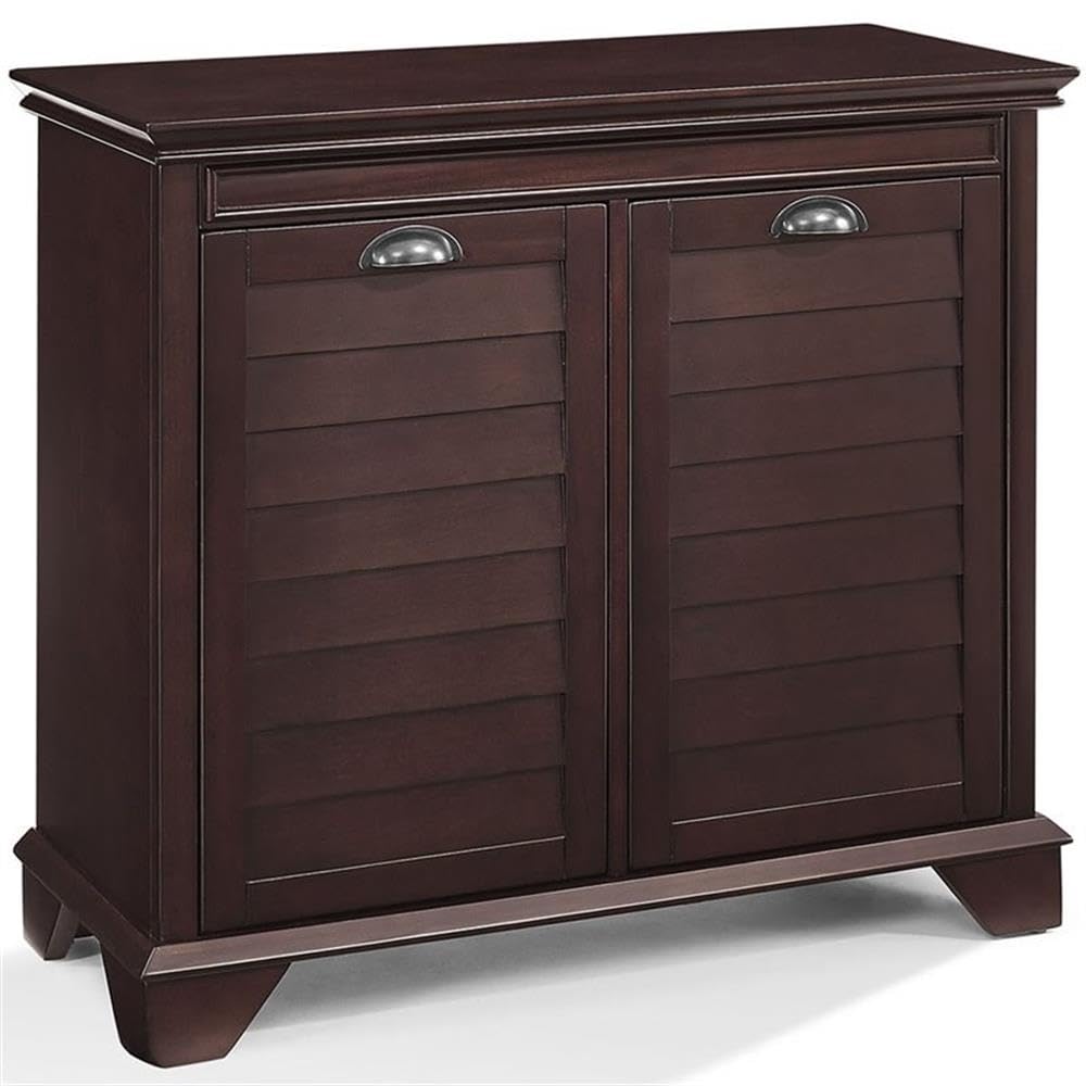 Pemberly Row Modern MDF/Solid Wood Laundry Hamper in Espresso