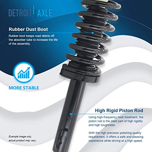 Image of Detroit Axle - 2 Front Struts for 2005-2010 Jeep Grand Cherokee 2006-2010 Commander Complete Struts with Coil Spring 2006 2007 2008 2009 Replacement Ready Strut Shocks Assembly
