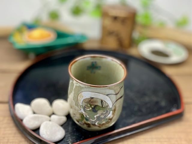 ??? Hakka-en - Kyuyaki Tea Cup Small Kazin Raishin Back Painting