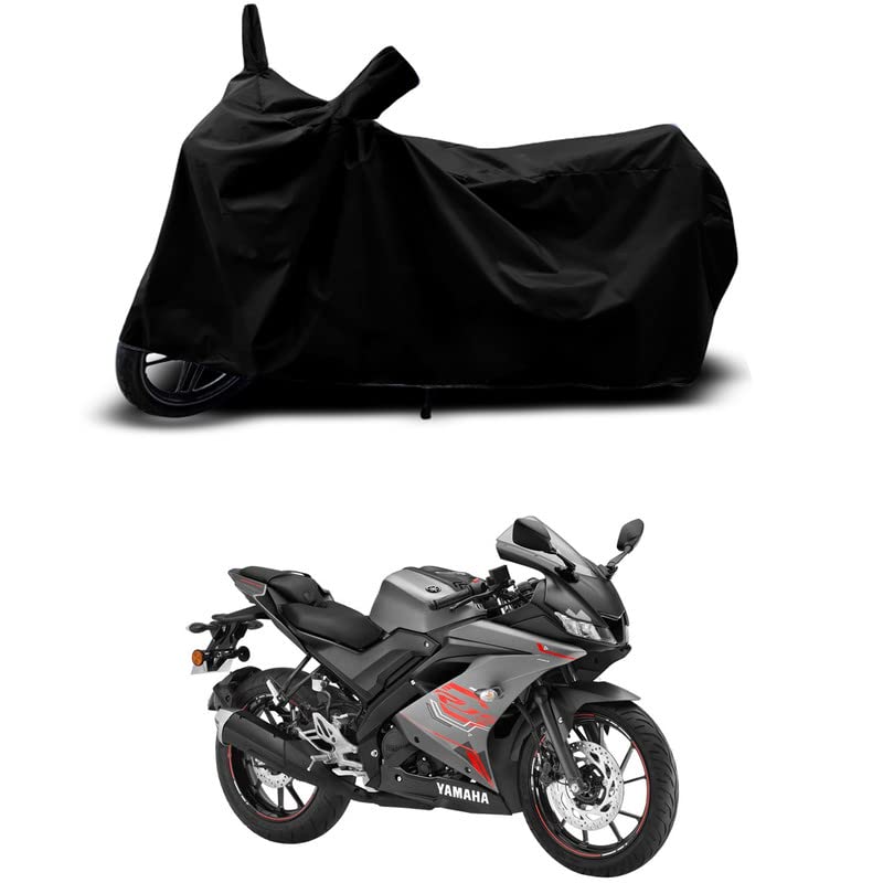 Image of 100% Scratchproof /UV-Rays /Heat Protection /Birds Dropping /Water Resistant /Dust Proof /Waterproof /Full Bike Scooty Two Wheeler Body Cover Compatible for R15 V4 BS6 All Varients[Black]