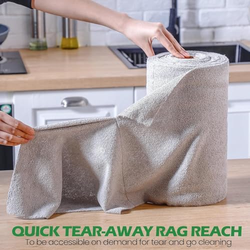 Image of 20 Pack Cleaning Cloth Roll, Washable Absorbent Towel For Kitchen, Dust, Stains Wet and Dry Microfiber Cleaning Cloth, Reusable Paper Towels Washable Roll Tear Away for Kitchen, Car (Pack Of 20)