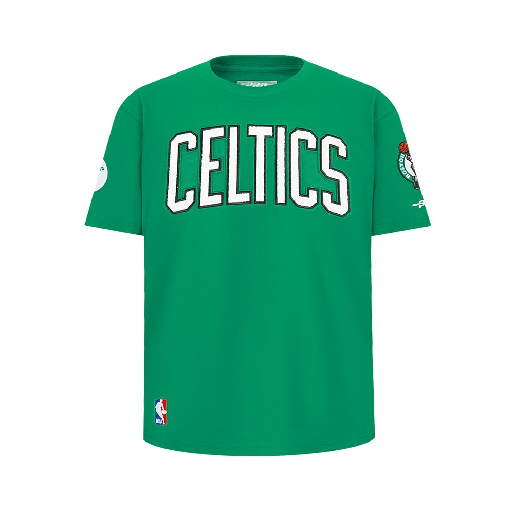 Pro Standard Big Boys NBA Classic Chenille Cotton Short Sleeve Tee, Kelly Green, S