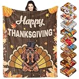 SIMIEEK Thanksgiving Throw Blanket Gifts for Kids Adults Family, Fall Dachshund Decorative Blankets Flannel Throws for Bed Couch 30"X40"