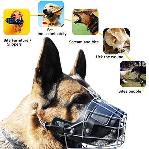 Museau couverture en métal noir XXL YUXIN Zhaochen anti-bite réglable pour grand chien