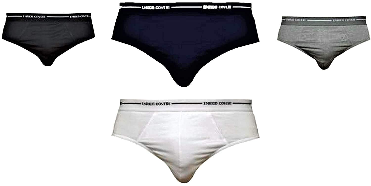Enrico Coveri Slip Uomo Offerta 6-12 Pezzi, Slip Uomo in Cotone BIELASTICO Elastico EST. Mutande Uomo Bianche e Colorate 1000