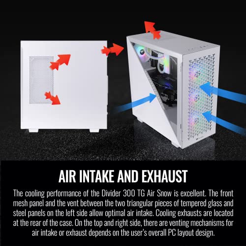 Image of Thermaltake Divider 300 TG Air ATX mid Tower Snow Edition Computer Case with 2 pre-Installed 120mm Standard Fans Full-Size mesh Panel 3mm Triangular Tempered Glass CA-1S2-00M6WN-02