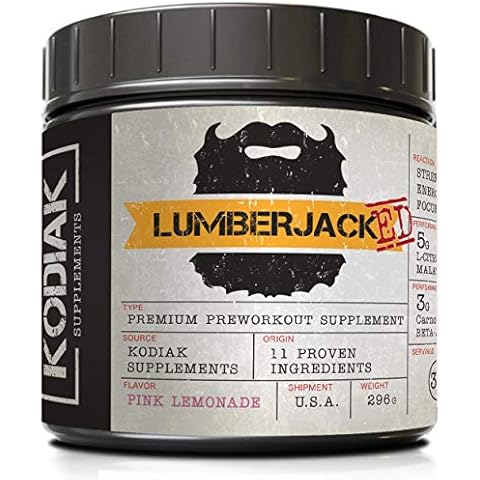 Kodiak Supplements LUMBERJACKED Pre Workout Supplement with CarnoSyn 30 Servings - Better Pumps, Strength, Energy, and Focus - No Crash (Pink Lemonade) Cover