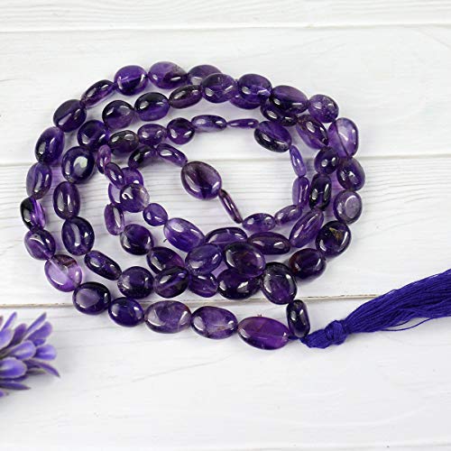 Image of Natural Oval Crystal Beads Mala Necklace Collection for Men & Women, Reiki Energized Gemstone Jewellery for Meditation, Mindful Living, Spiritual Decor & Everyday Fashion Styling