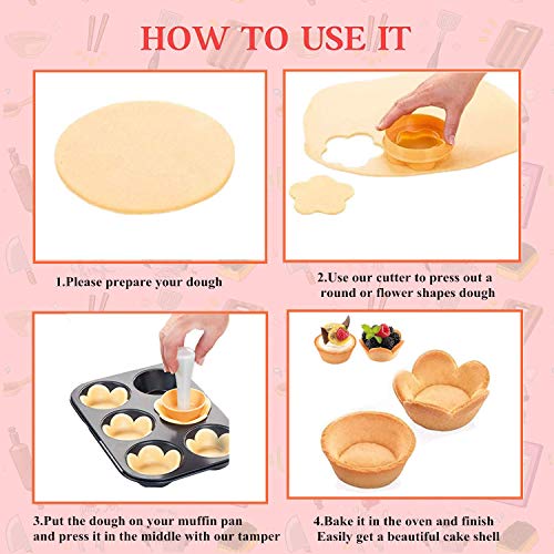 Tart Shell Molds, Pastry Dough Tamper Kit Fruit Pie Maker Flower/Circle Cookies Biscuit Cutter Baking Tool For Making Diy Cupcake Muffin, Pecan Pies, Cheesecakes And Desserts #TOP1