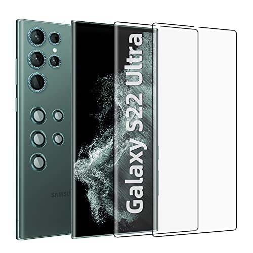 Protection écran Compatible avec Samsung Galaxy S22 Ultra [Pas le verre], [2+2] Caméra Protecteur Bague individuelle en métal Anti-Rayures Film lentill de Protection pour Lecteur d’Empreinte Cover