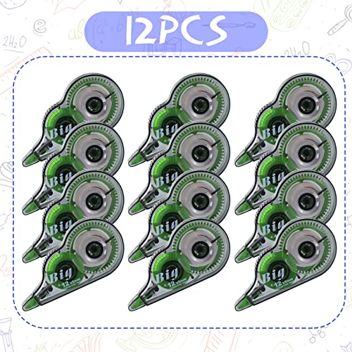 Image of Yexiya 12 Pieces Correction Tapes Original Correction Wide Eraser Applicator Easy to Use Applicator Translucent Tapes Shows for Office Note Journal Scrapbooking, 0.2 Inch x 39.4 Feet