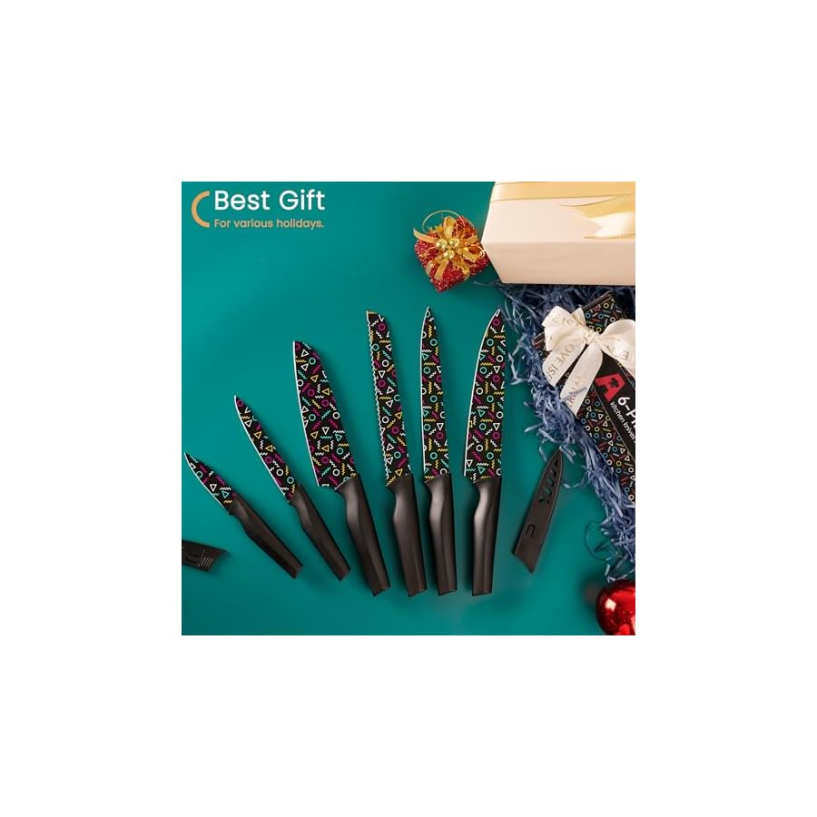 Astercook-Knife-Set-12-Pcs-Geometric-Figure-Kitchen-Knife-Set-6-Anti-Rust-Coating-Stainless-Steel-Kitchen-Knives-with-6-Blade-Guards-Dishwasher-Safe Astercook Knife Set, 12 Pcs Geometric Figure Kitchen Knife Set, 6 Anti-Rust Coating Stainless Steel Kitchen Knives with 6 Blade Guards, Dishwasher Safe