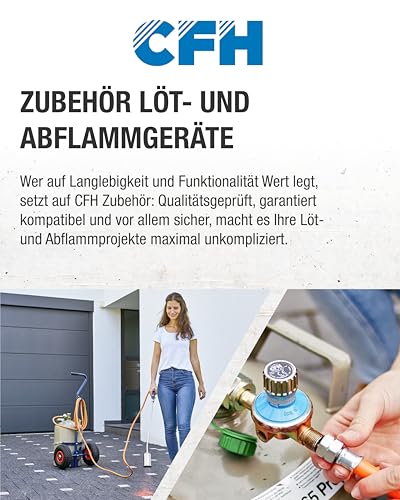 CFH Gasschlauch VS 453 – 80 cm, G 1/4 LH, Ersatz- und Verlängerungsschlauch für LPG/Propan/Butan, für Grill- oder Campinggeräte, DVGW zertifiziert