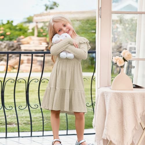 Toddler Girls Dresses Ribbed Knit Ruffle Baby Fall Winter Long Sleeve Toddler Dresses for Girls Casual Birthday Party3