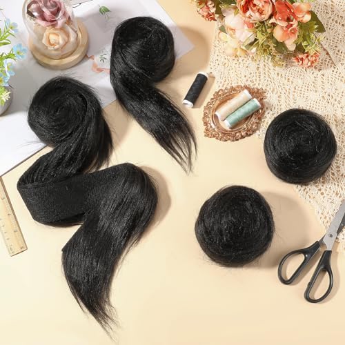 GORGECRAFT 4Pcs 150x5-13cm Faux Fur Strips Trim Black Shaggy Fur Fabric Precut Fluffy Artificial Craft Fur Pieces for DIY Crafts Gnomes Beard Santa Claus Hair Dwarf Cosplay Costume Christmas Decor - Image 4