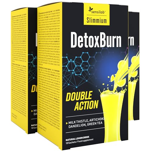 Boisson au Chardon Marie, Artichaut, Pissenlit, Vitamine C et Thé vert - DetoxBurn double action - 30 sachets - par Sensilab Boisson au Chardon Marie, Artichaut, Pissenlit, Vitamine C et Thé vert - DetoxBurn double action - 30 sachets - par Sensilab