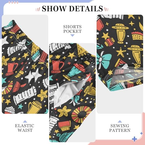 ALAZA Graphics Stars and Donuts Black Pajamas Bottoms with Pockets Comfy Pjs Sleepwear Elastic Waistband Pajamas Pants Lounge Pants for 6-14 Years4