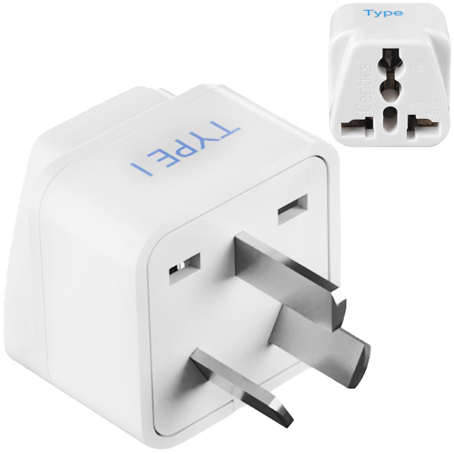Ceptics India to Australia Plug, New Zealand & China & More - Pin Type I - Ce Certified - Rohs Compliant - White - 1 Pack - 5 Years Warranty-image-45