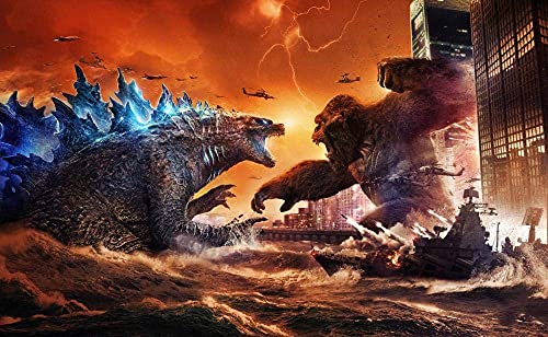 znwrr Puzzles für Erwachsene 1000-teilige Puzzles für Erwachsene Kinder Puzzles-Godzilla vs. Kong Filmplakate-Puzzles Eduational Toys Spielgeschenk 38x26cm Cover