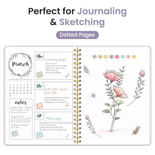 Image of Taja Dotted Spiral Journal Notebook for Women & Men, 140 Pages, Dotted Notebook for Journaling & Note Taking, Journals for Writing, A5(5.7 inch x 7.9 inch) - Purple