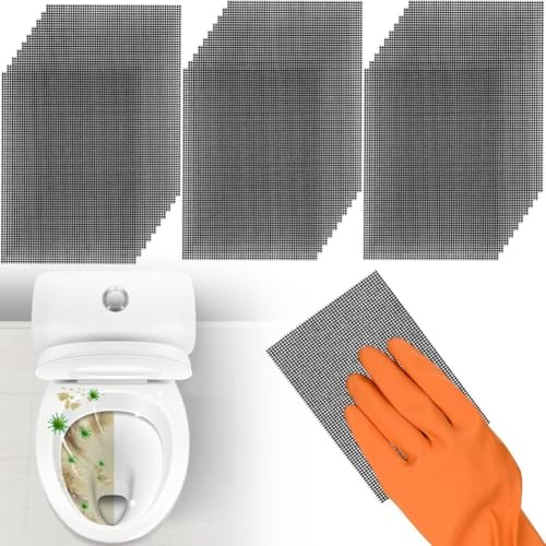 Almohadilla de limpieza de carburo de silicio para eliminar manchas de agua dura en inodoros y muebles, malla flexible para llegar a superficies irregulares (30 piezas)