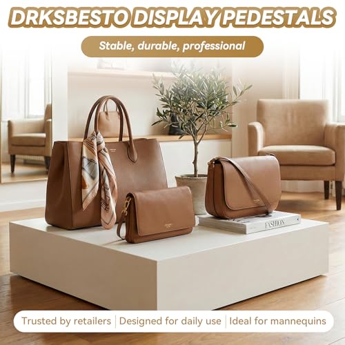DRKSBESTO Large Mannequin Display Pedestal, 23.6" × 23.6" × 5.9" Solid MDF Base, Low Square Platform Stand for Full‑Body Mannequins, Retail Stores, Window & Showroom Displays, 330 lbs Capacity(White) by DRKSBESTO - Image 7