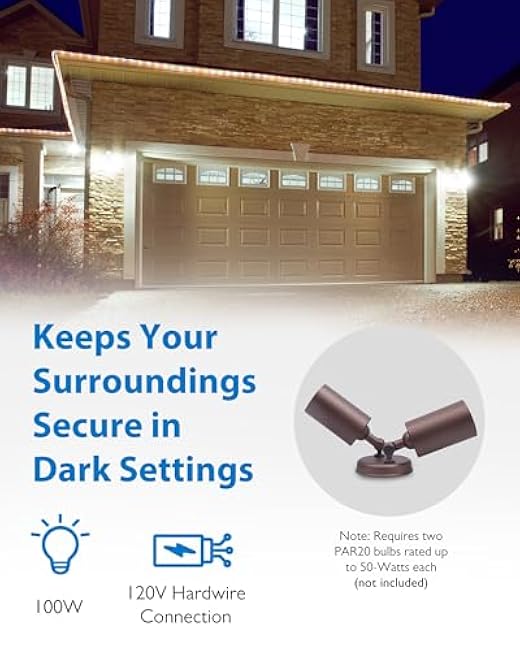 NICOR Lighting 100W Bronze Double Cylinder Adjustable Security Flood Light (11528)