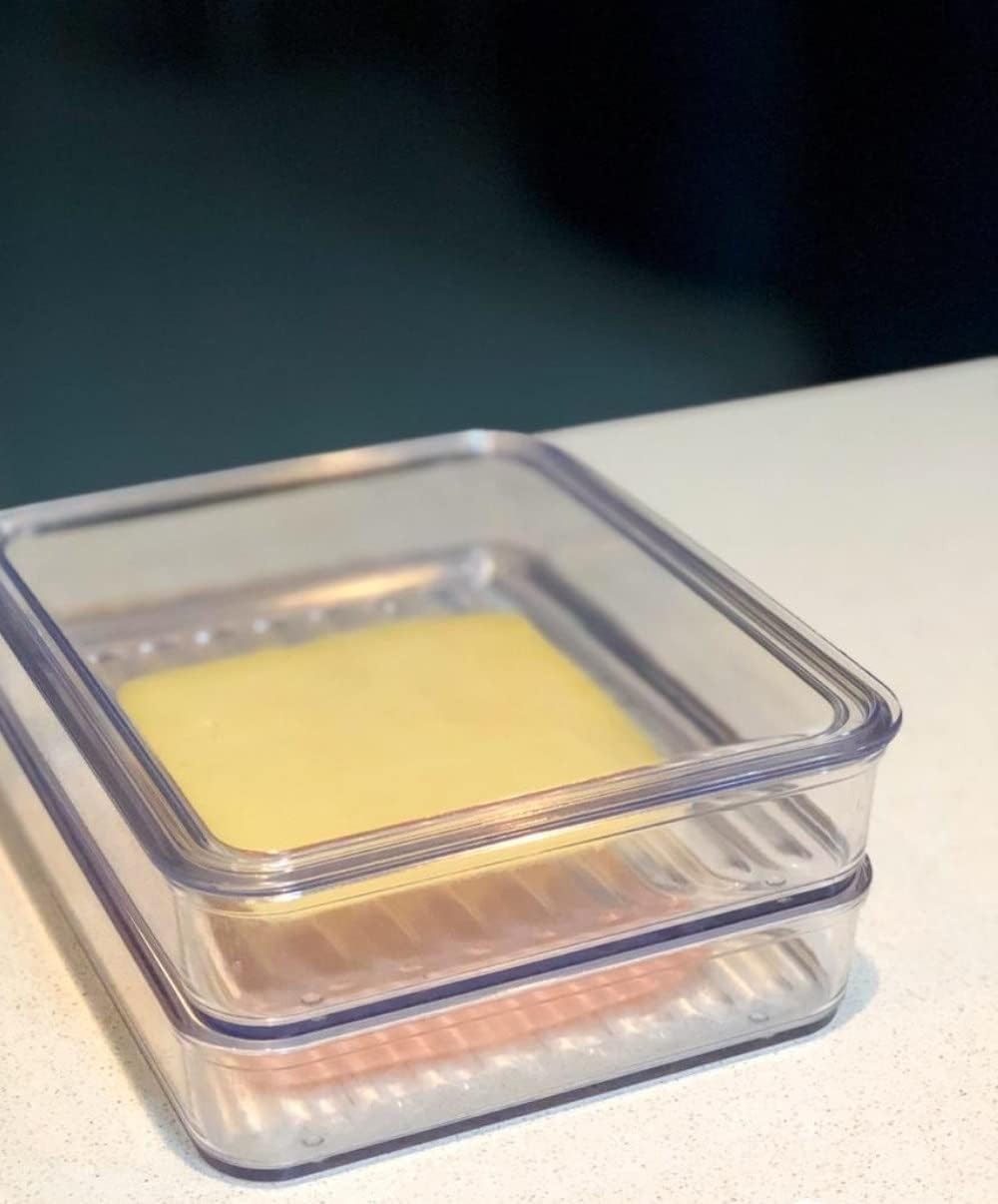 Porta Frios Empilhável Plástico Transparente com Tampa Pote para Presunto e Queijo Duplo Cinquetti