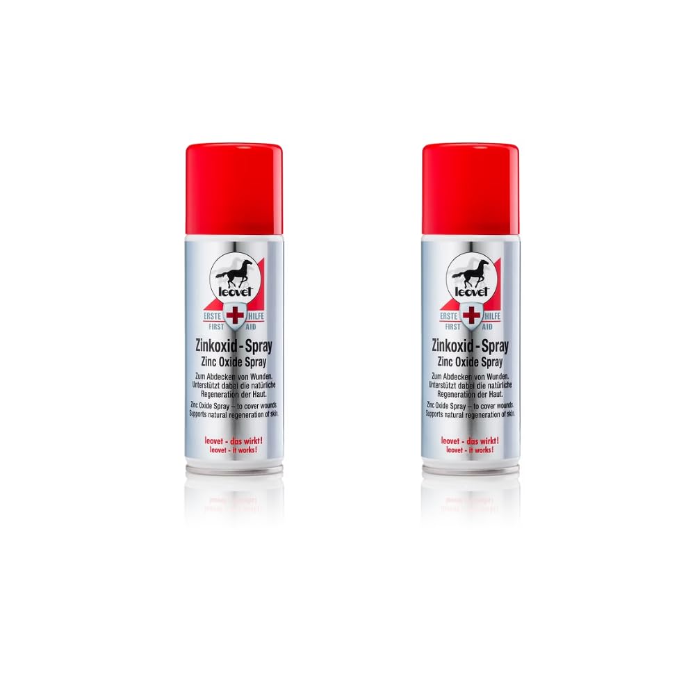 Leovet Erste Hilfe Zinkoxid-Spray | Doppelpack | 2 x 200 ml | Pflegemittel für Pferde | Zum Abdecken von Wunden