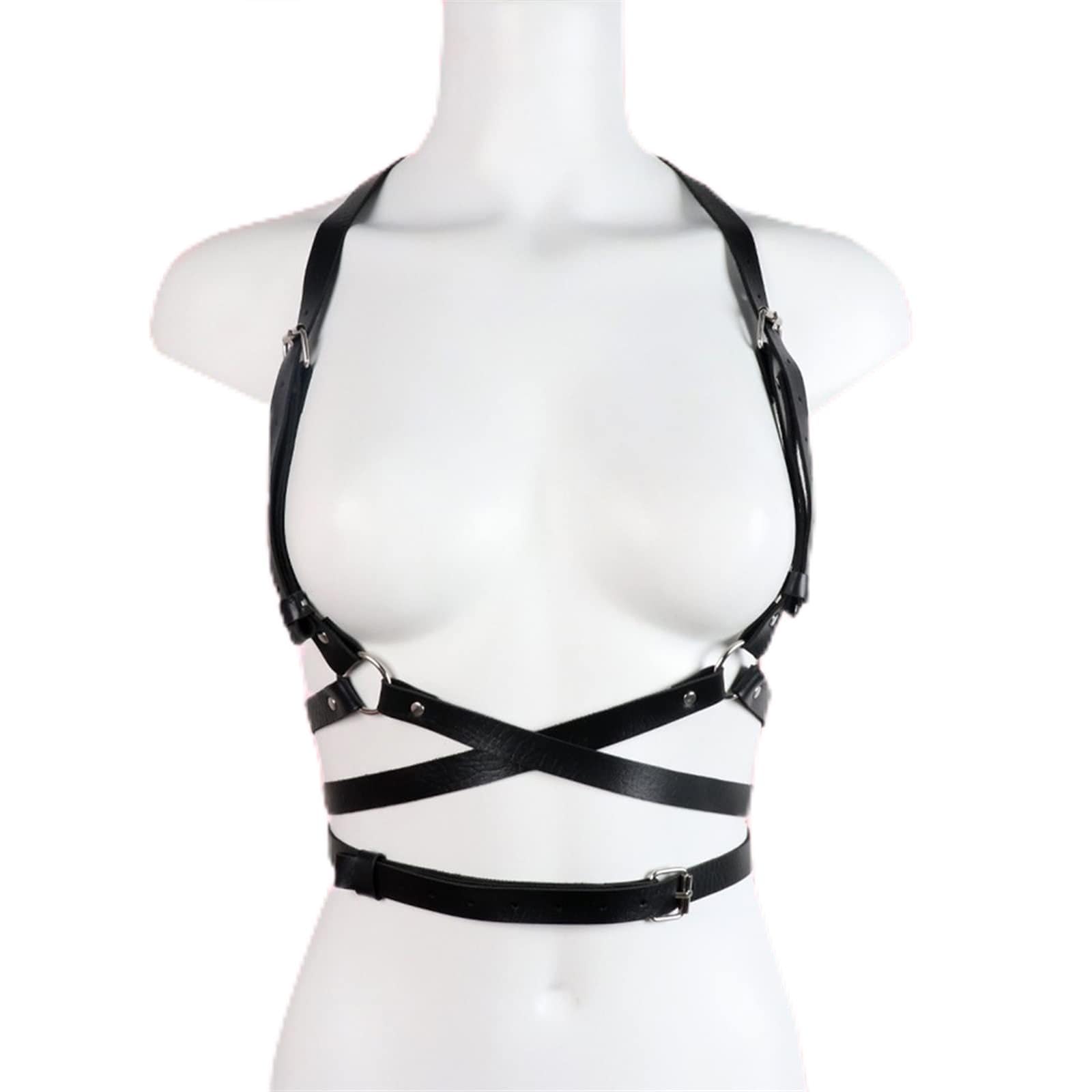 Reggiseno A Gabbia In Finta Pelle Con Bretelle E Catena Metallica – Donna, Gotico