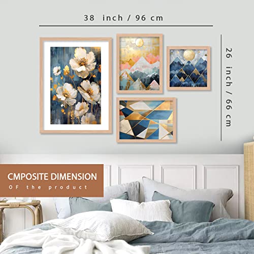 Image of kotart Aesthetic Modern Wall Decor Paintings with Frame for Home Decoration - Painting for Living Room Bedroom - Painting for Wall Decoration (14 x 18 inch) Set of 4 (Classic Wall Painting, 10)