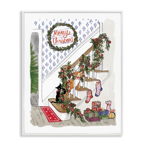 Christmas Stairway Holiday, 11 x 14 Inch Framed Giclée Print