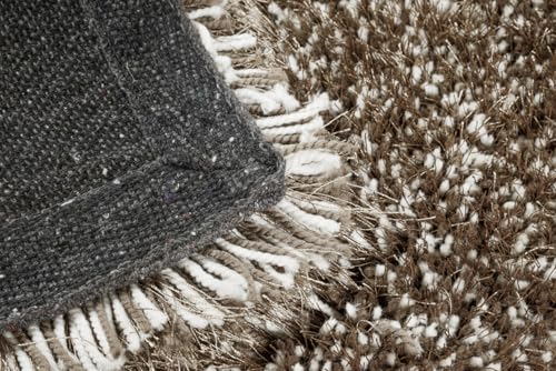 Image of FIASCO Tie Dye Shaggy Carpet Bedside Runner | 2 Inch Pile Height Back in Canvas for Bedroom, Kids Room, Guest Room Microfiber Soft Plush Fluffy Shaggy Carpet | 1.5x4 Feet Beige Ivory Mix