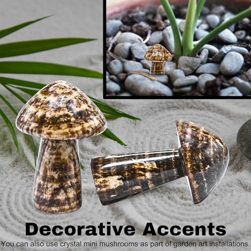 Image of Certified Aragonite Crystal Mushroom - Crystal Palm Stone for Reiki Healing, Energy Chakra Balancing, Meditation Yoga Agate Stone - Feng Shui Spiritual Gift for Pooja